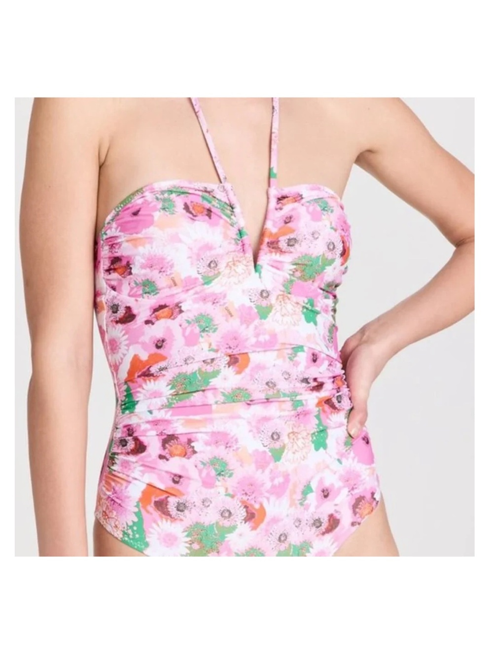 Ganni Floral Printed One-Piece Swim Suit size 38